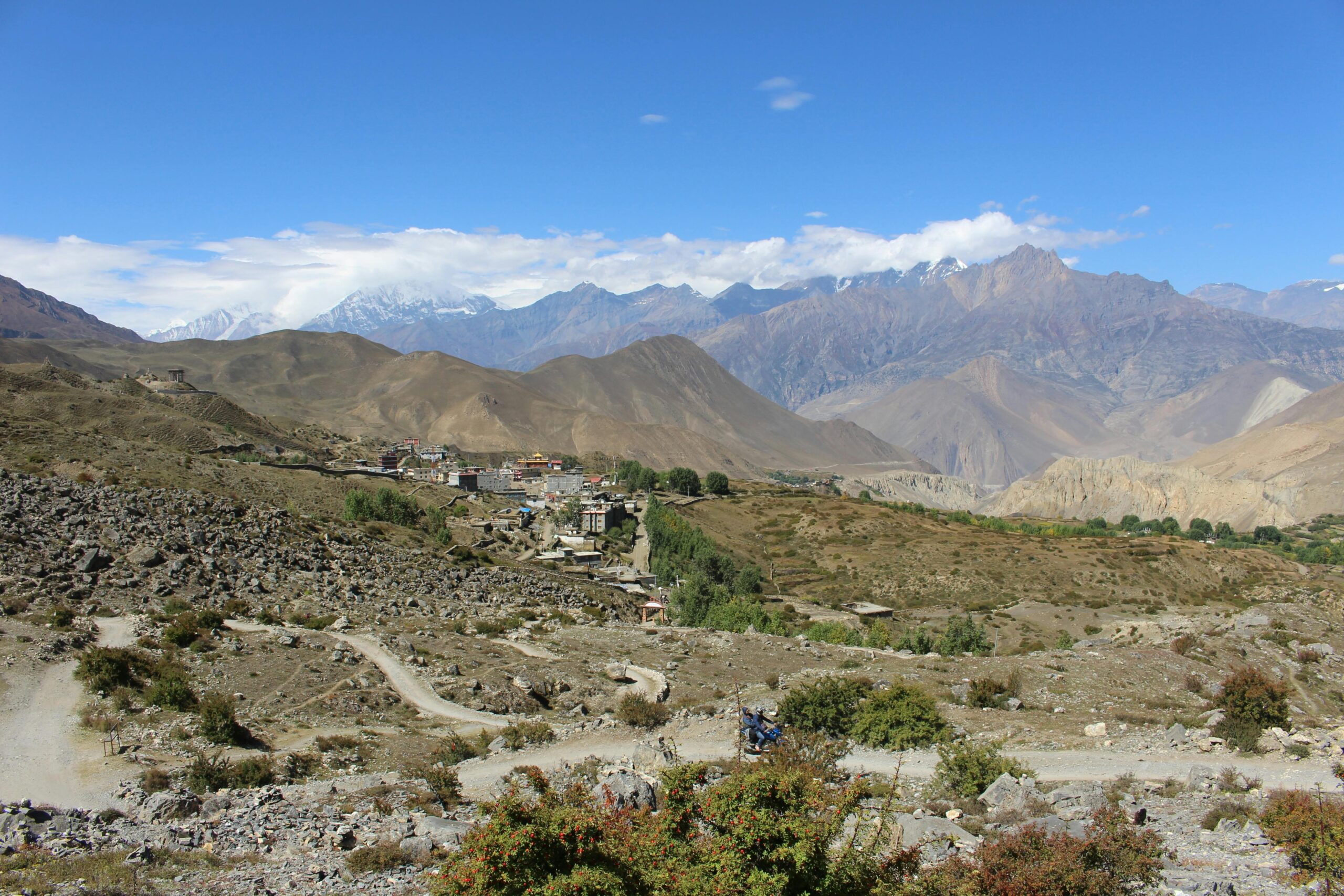 Explore the breathtaking landscape of Muktinath in Gandaki Province, nestled among majestic mountains and serene valleys.